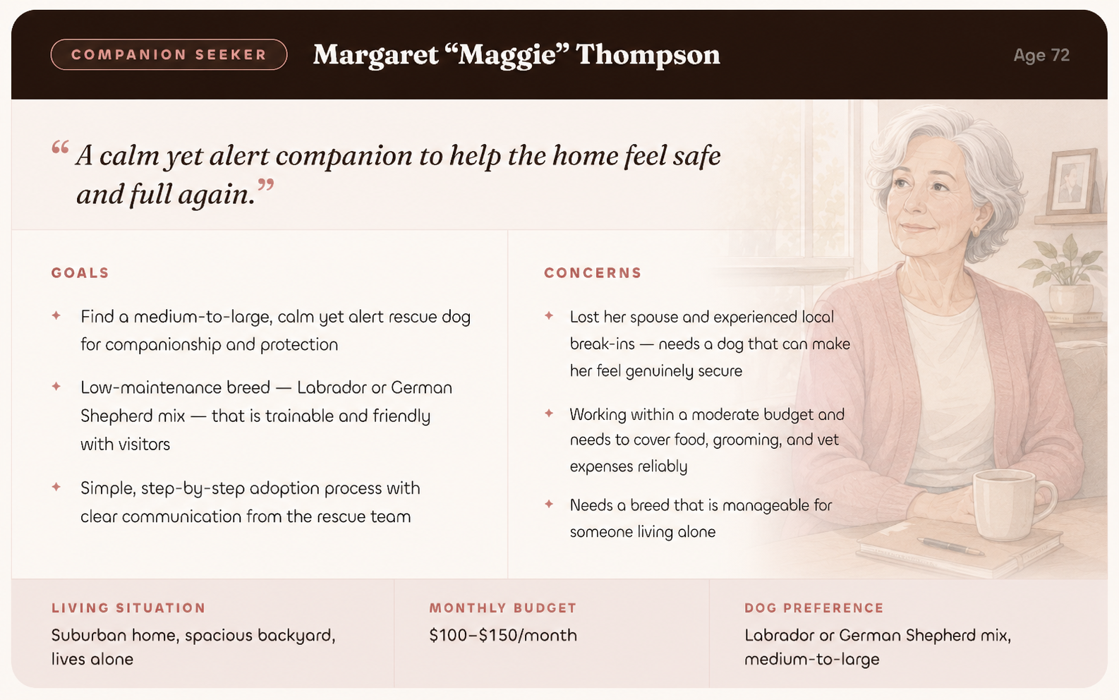 Margaret 'Maggie' Thompson — Companion Seeker, Age 72